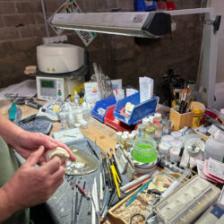 work desk in dental technician office